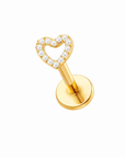 Heart CZ Flat Back Stud Earring