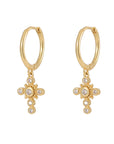 Vintage Cross CZ Huggie Earrings