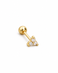 Maya Clover Flat Back Stud featuring three light pink cubic zirconia stones in an 18k gold plated screw back setting.