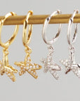 star fish CZ huggie earrings whatnotz.com