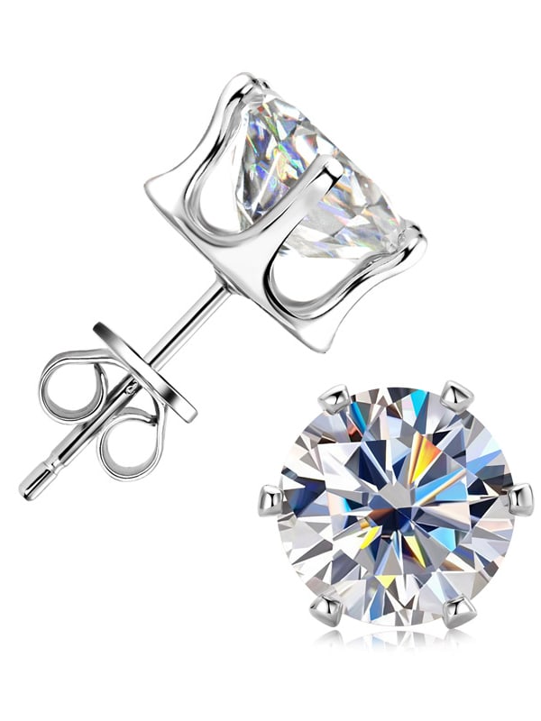 Moissanite Silver Solitaire Studs
