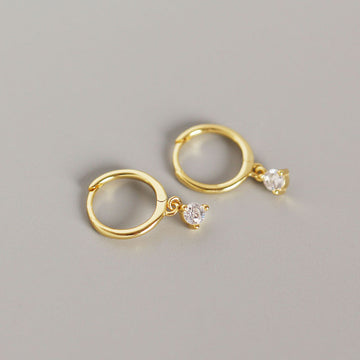 Darcy Solitaire Huggie Earrings