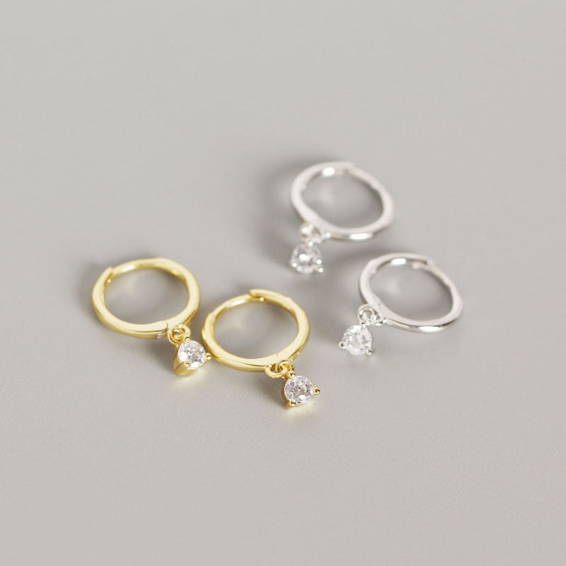 Darcy Solitaire Huggie Earrings