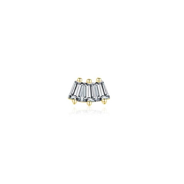 Bold CZ Triple Baguette Stud