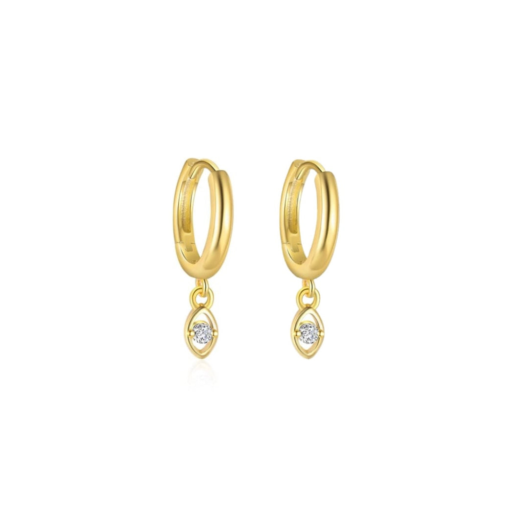 Minimal Evil Eye Huggie Earrings