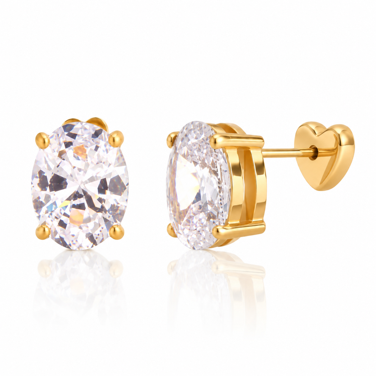 Jumbo CZ Flat Back Stud Earrings