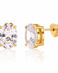 Jumbo CZ Flat Back Stud Earrings