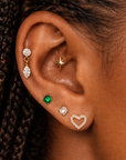 Heart CZ Flat Back Stud Earring