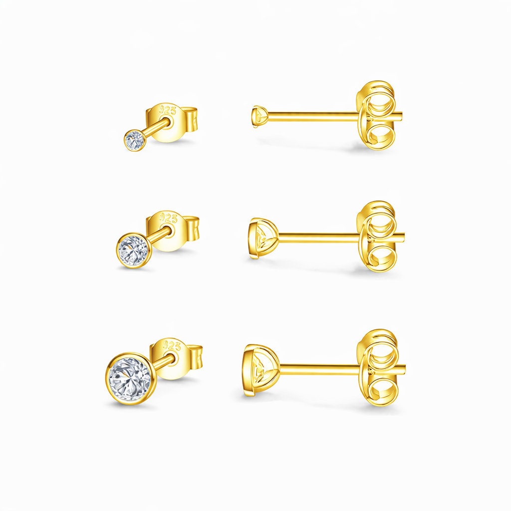 Bezel Solitaire CZ Studs