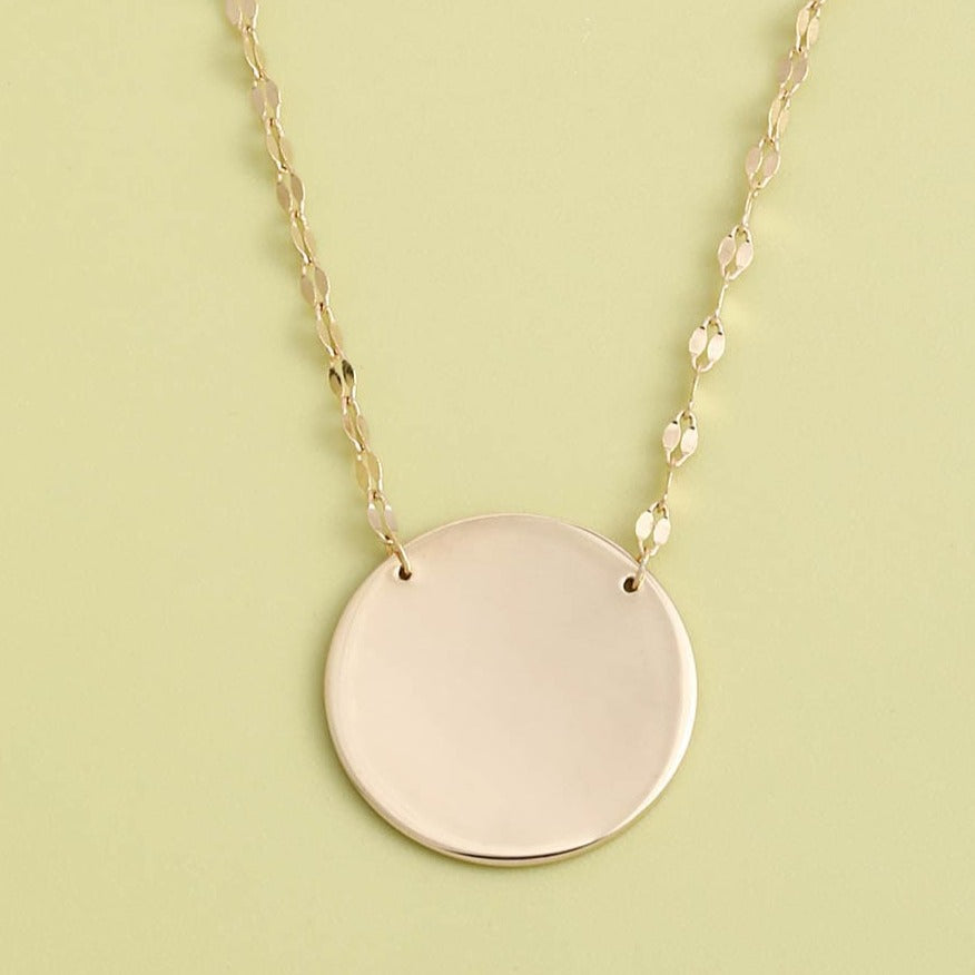 Engravable Rose Gold Disc Necklace