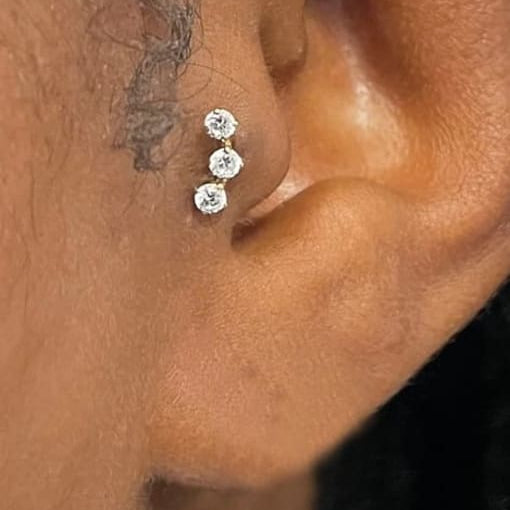 Aurora Flat Back Gold P lated Sterling silver Stud 