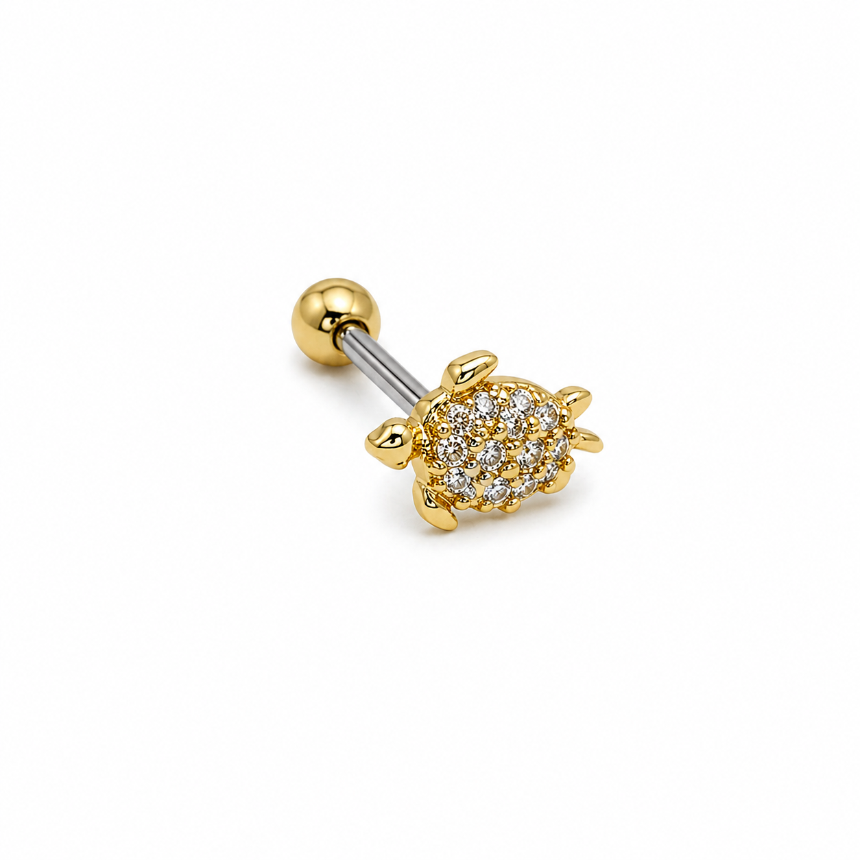 Turtle CZ Screwback Stud
