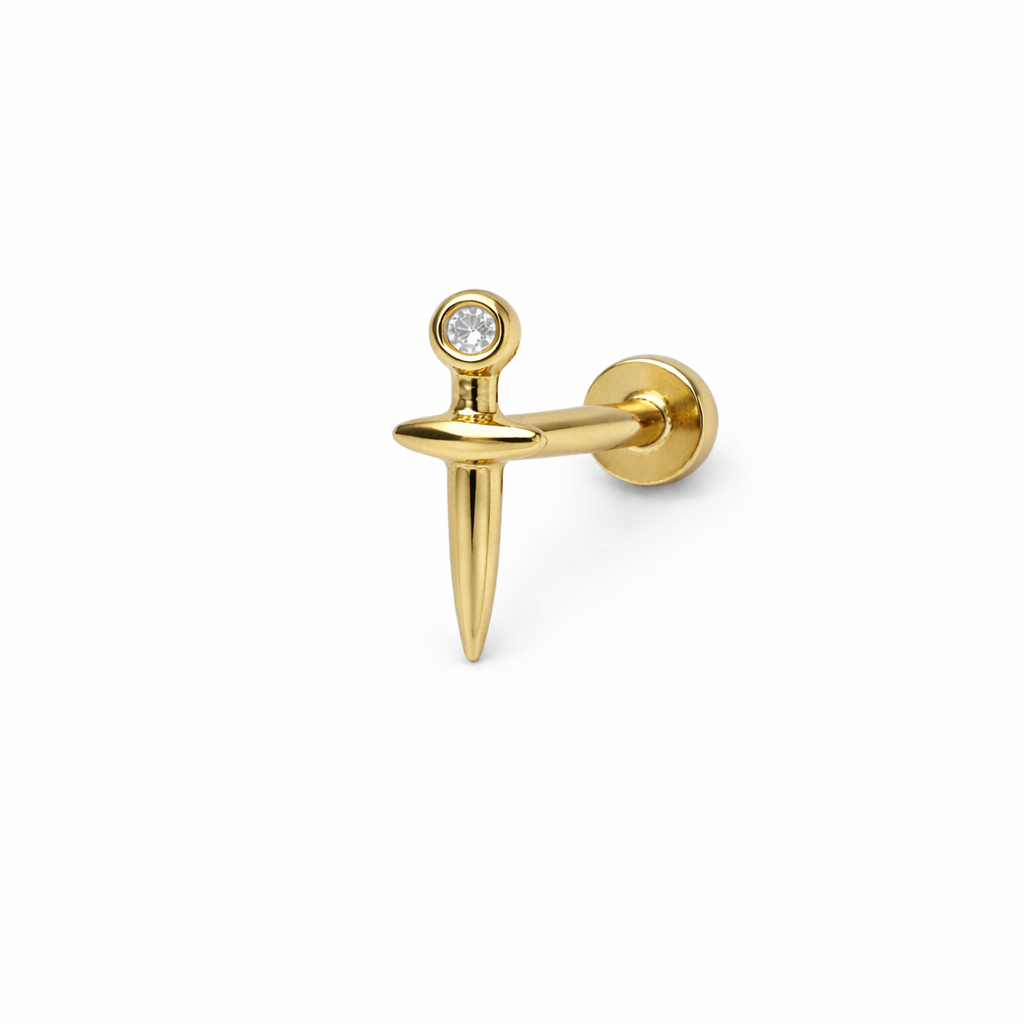 CZ Dagger Single Flat Back Stud