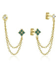 Lenny Double CZ Chain Stud Earrings