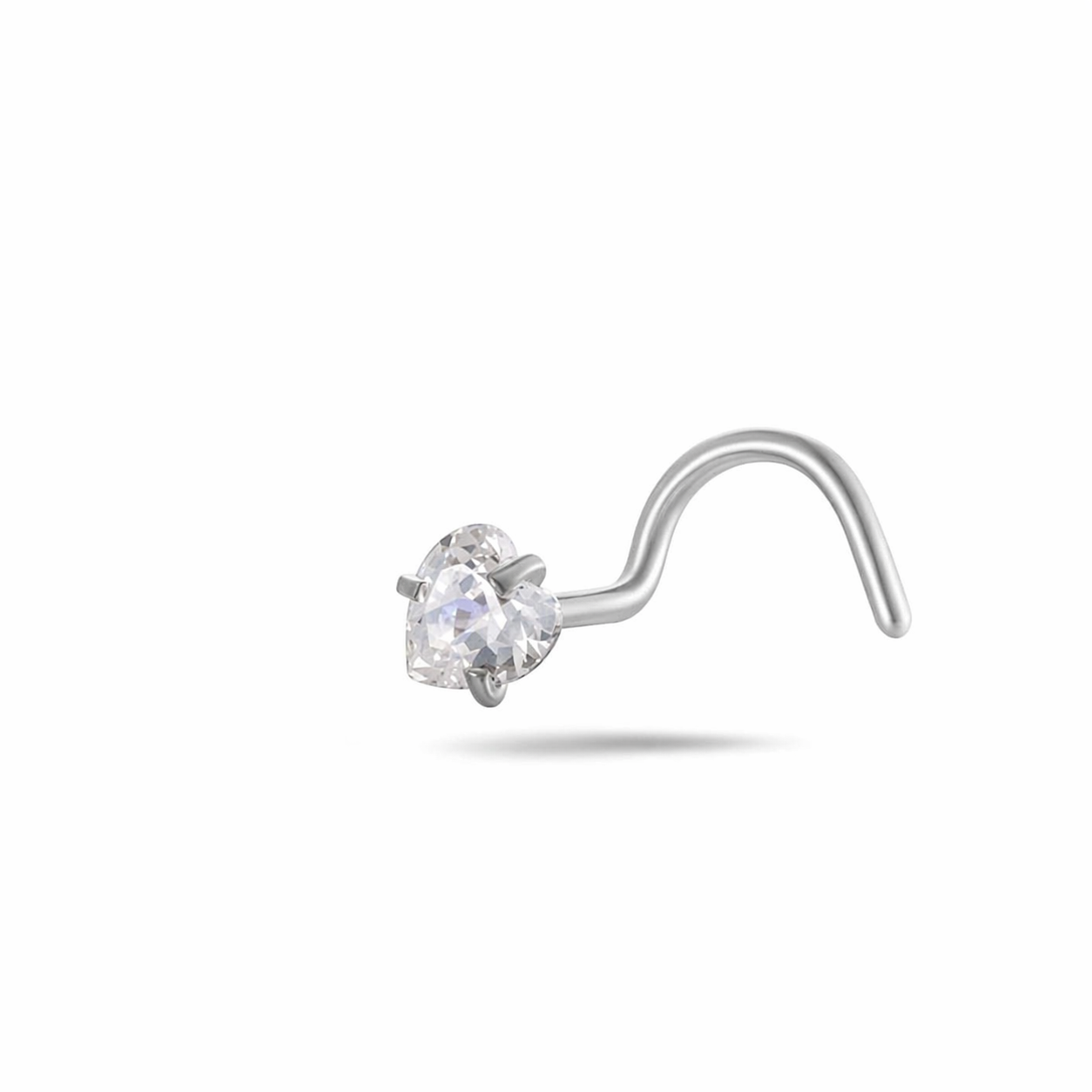 CZ Heart Nose Stud