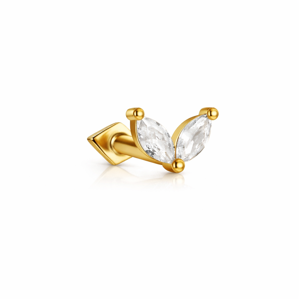 Double Marquise Reversible Flat Back Stud