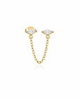 Dual Marquise Chain Stud Earring