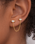 Dual Marquise Chain Stud Earring