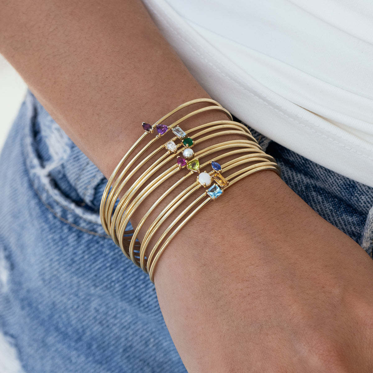 Birthstone Gold Bangle