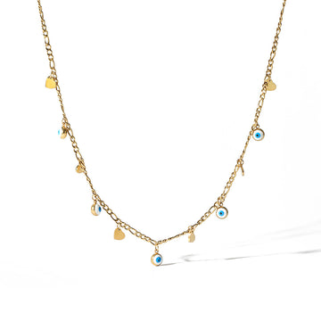 Evil Eye and Heart Charm Necklace