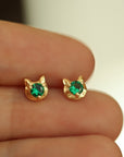 Wild Cat Emerald Stud Earrings