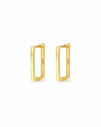 Pair of Quincy Square Hoops in polished gold-plated sterling silver featuring a sleek, rectangular geometric design.