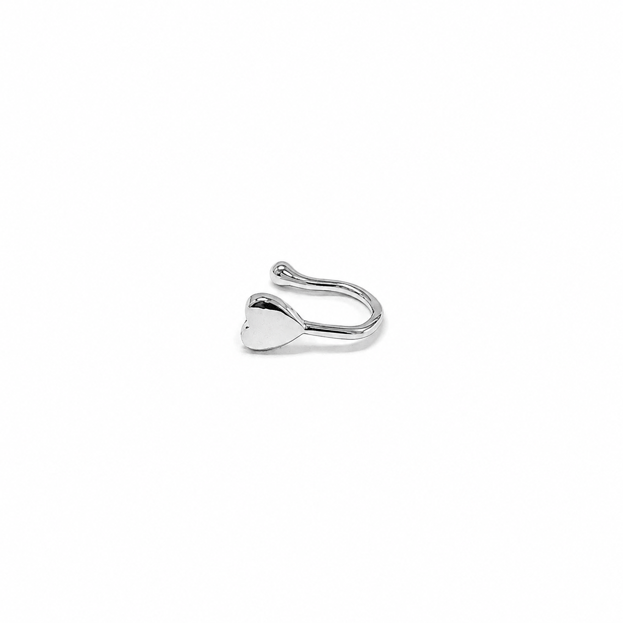 Titanium silver heart cuff clip-on design minimal ear or nose cuff