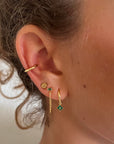 Stainless steel 18k gold plated 16g 6mm dainty rose flat back stud on model 