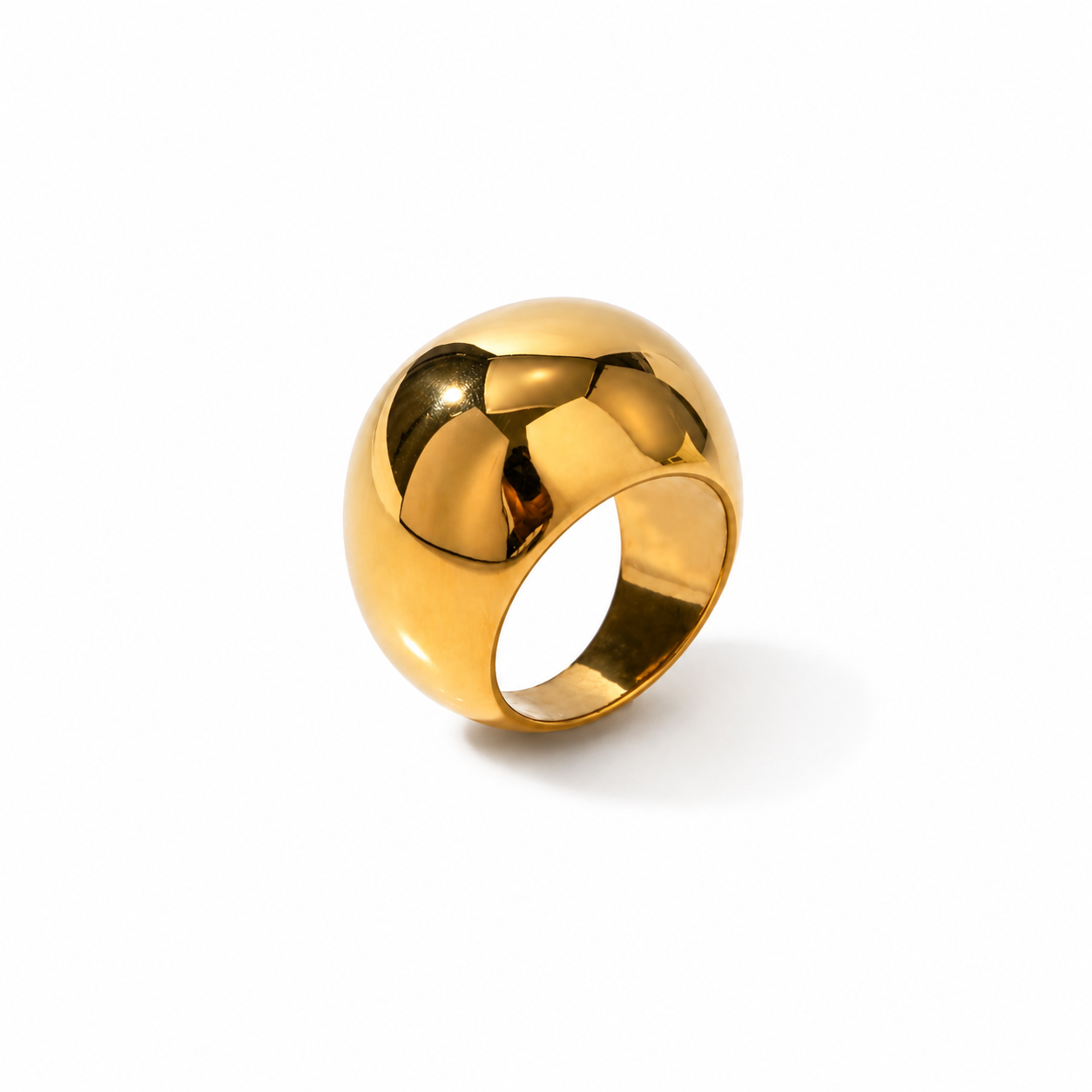 Bold gold dome ring smooth curved chunky ring modern style minimalist 