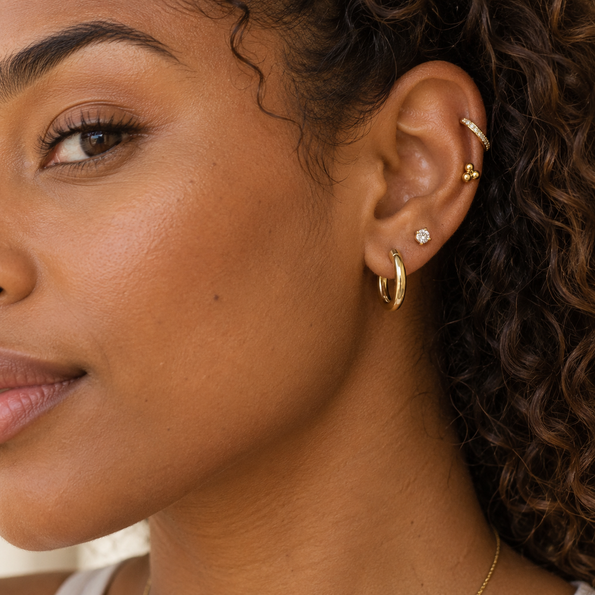 Brynn 10mm chunky hoop earrings in 14k gold plated sterling silver