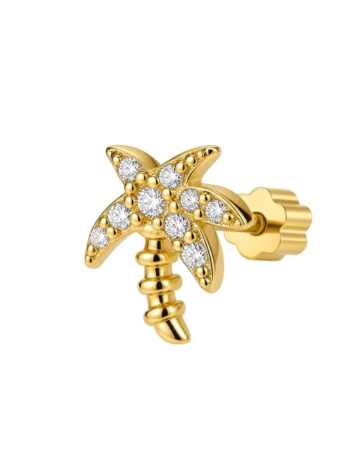 CZ Coconut Tree Flat Back Stud encrusted with cubic zirconia stones