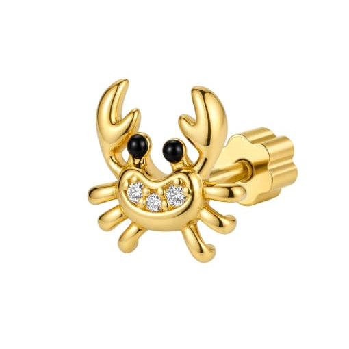 CZ Crab Flat Back Stud encrusted with cubic zirconia stones