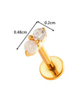 Darling Duo flat back stud earring with opal stones and clear cz in a soft dual design and secure flat back fit