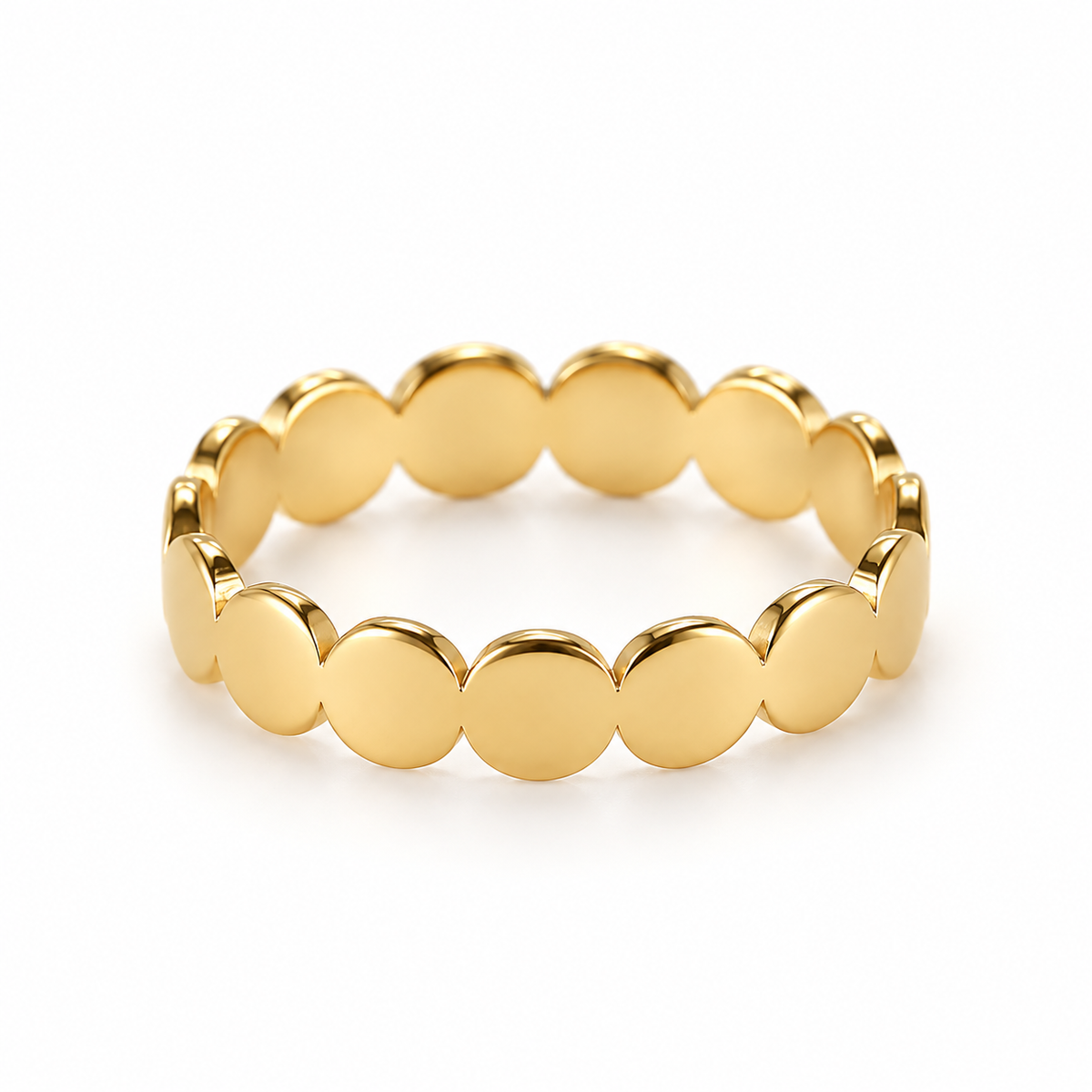 Dot Ring in 18k gold plated stainless steel with continuous round disc design