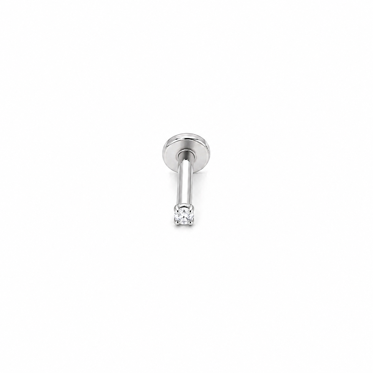 Minimal silver flat back stud tiny 3mm cubic zirconia