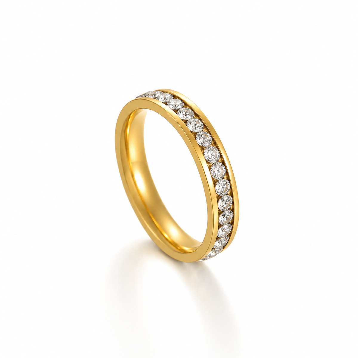 Eternity Ring in 18k gold plated stainless steel with sparkling cubic zirconia stones