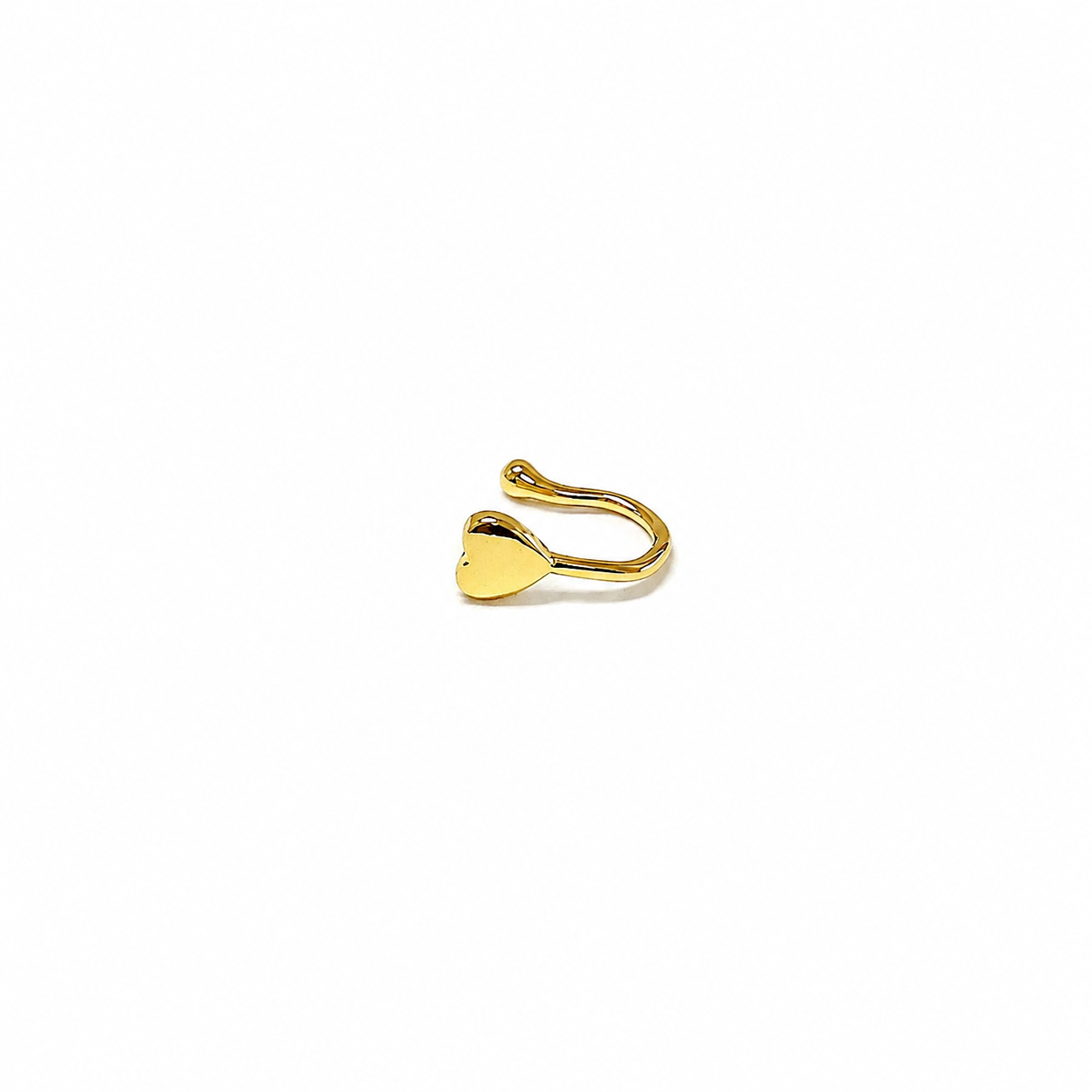 Gold heart cuff clip-on design minimal ear or nose cuff