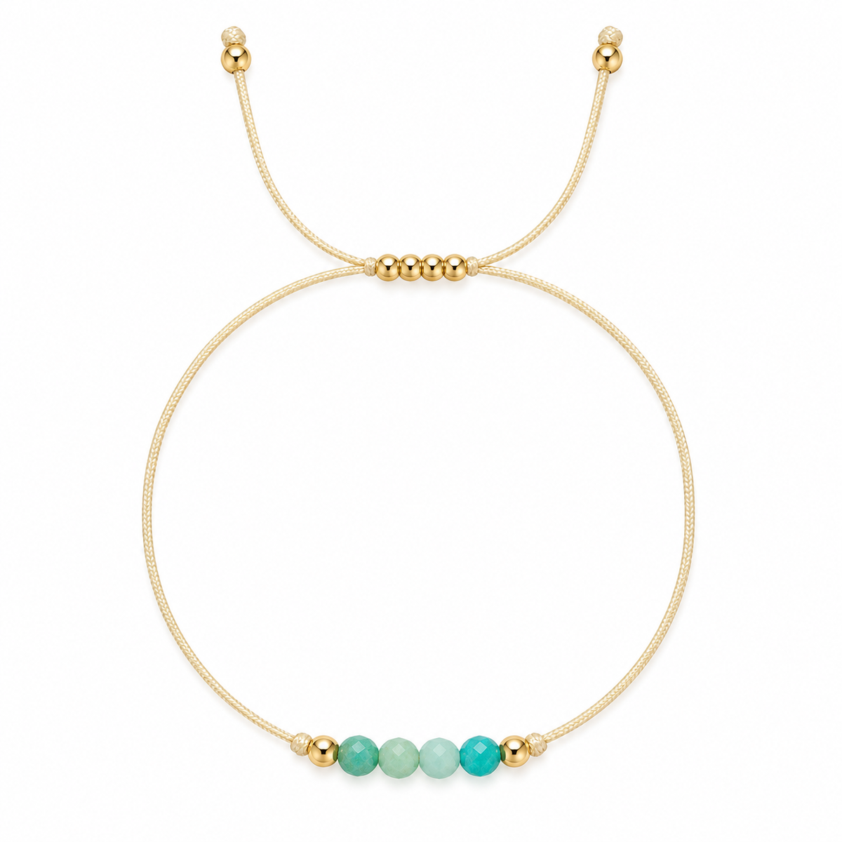 Hope Beaded Bracelet with natural Amazonite stones on an adjustable nylon cord