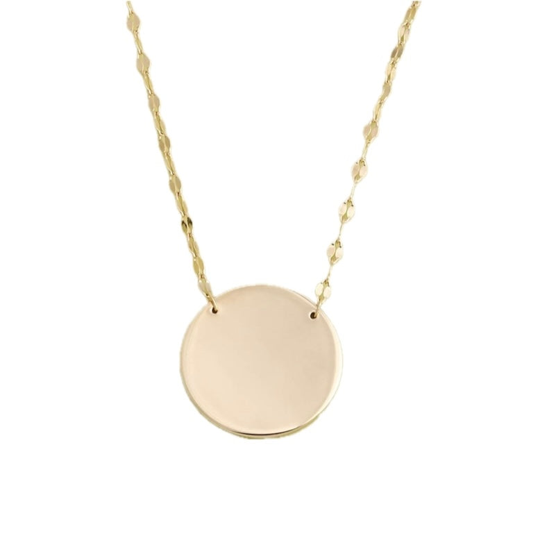 Engravable Rose Gold Disc Necklace