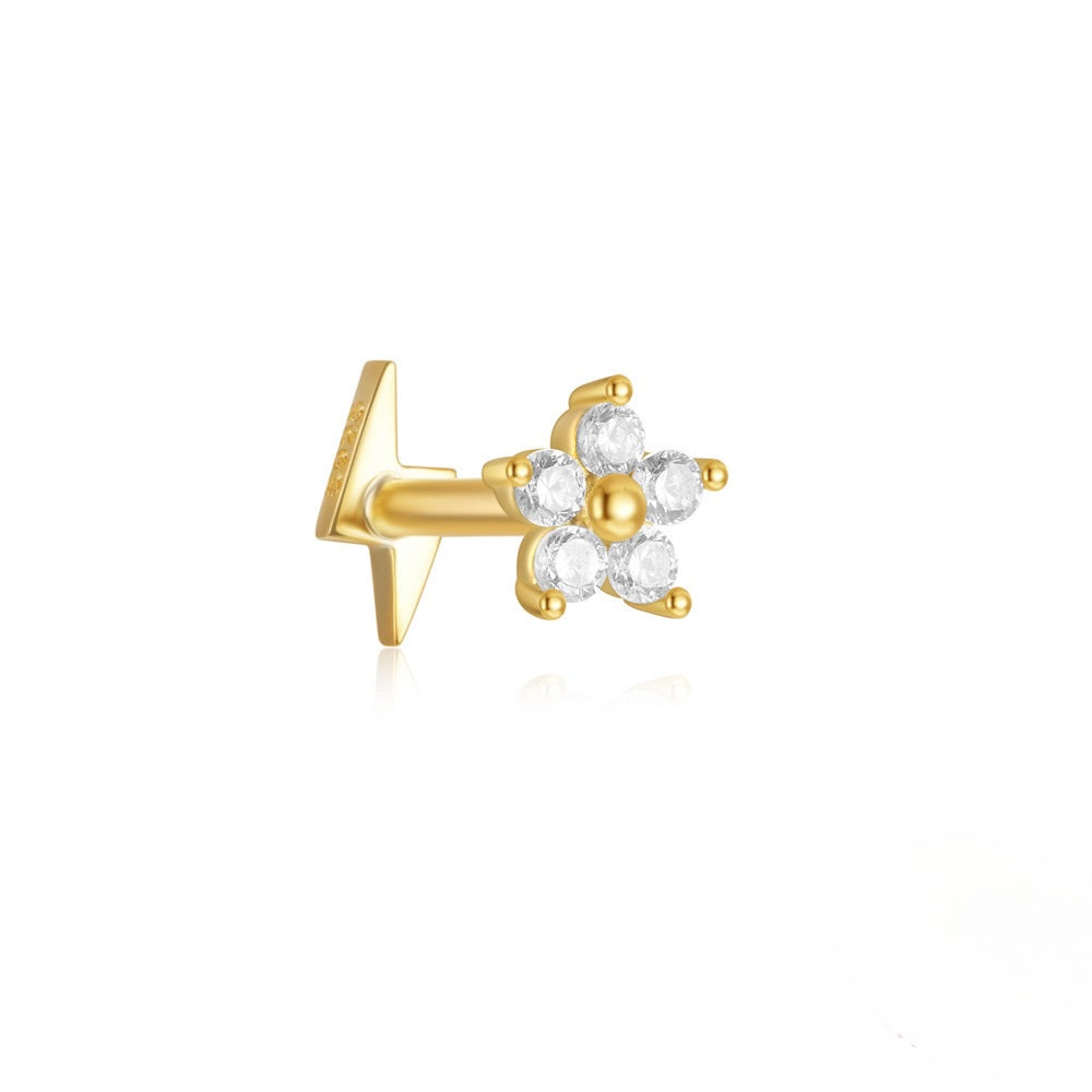 CZ Flower Reversible Flat Back Stud