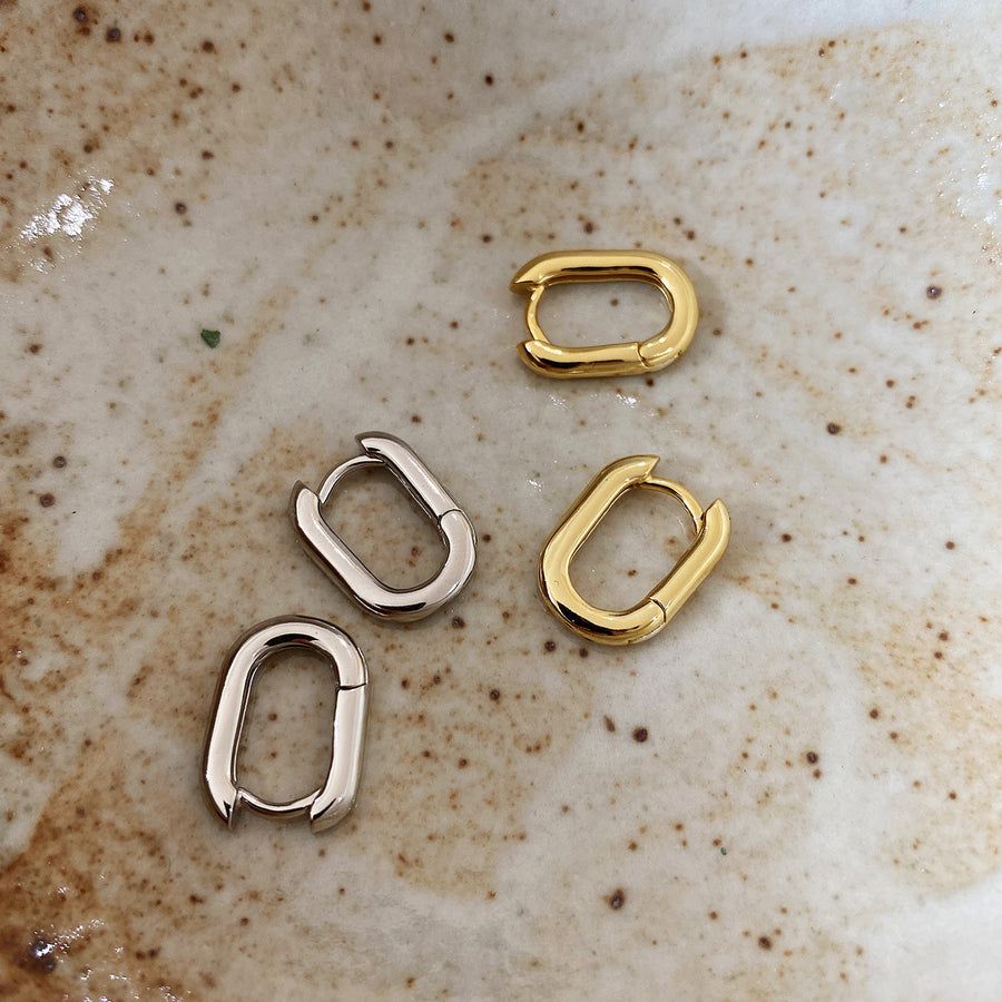 Mini Olivia Oval Huggie Earrings