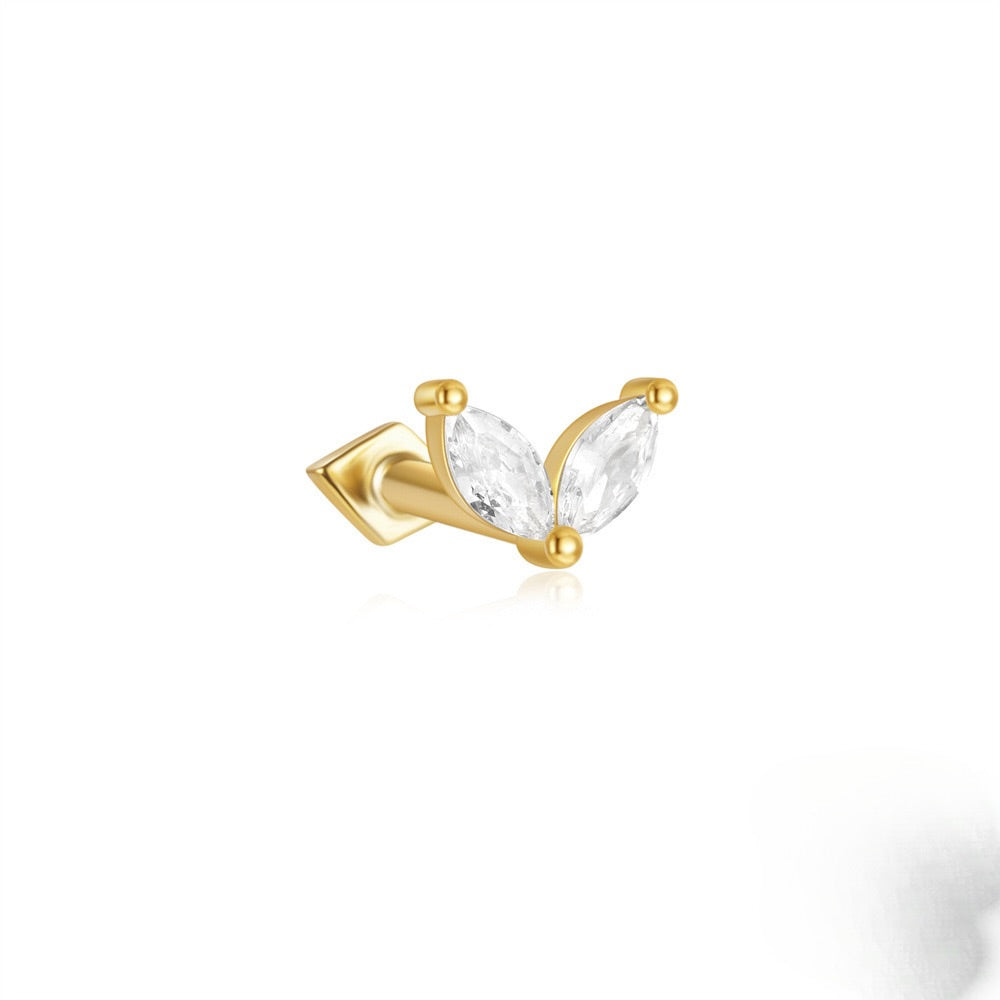 Double Marquise Reversible Flat Back Stud