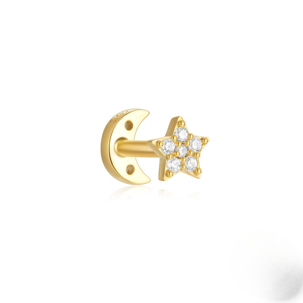 Star & Moon Reversible Flat Back Stud