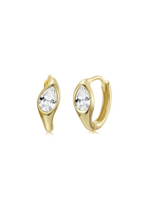 Lennox gold huggie earrings with pear shaped cubic zirconia stones