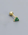 Maya Clover Flat Back Stud featuring three light pink cubic zirconia stones in an 18k gold plated screw back setting.