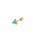 Maya Clover Flat Back Stud featuring three light pink cubic zirconia stones in an 18k gold plated screw back setting.