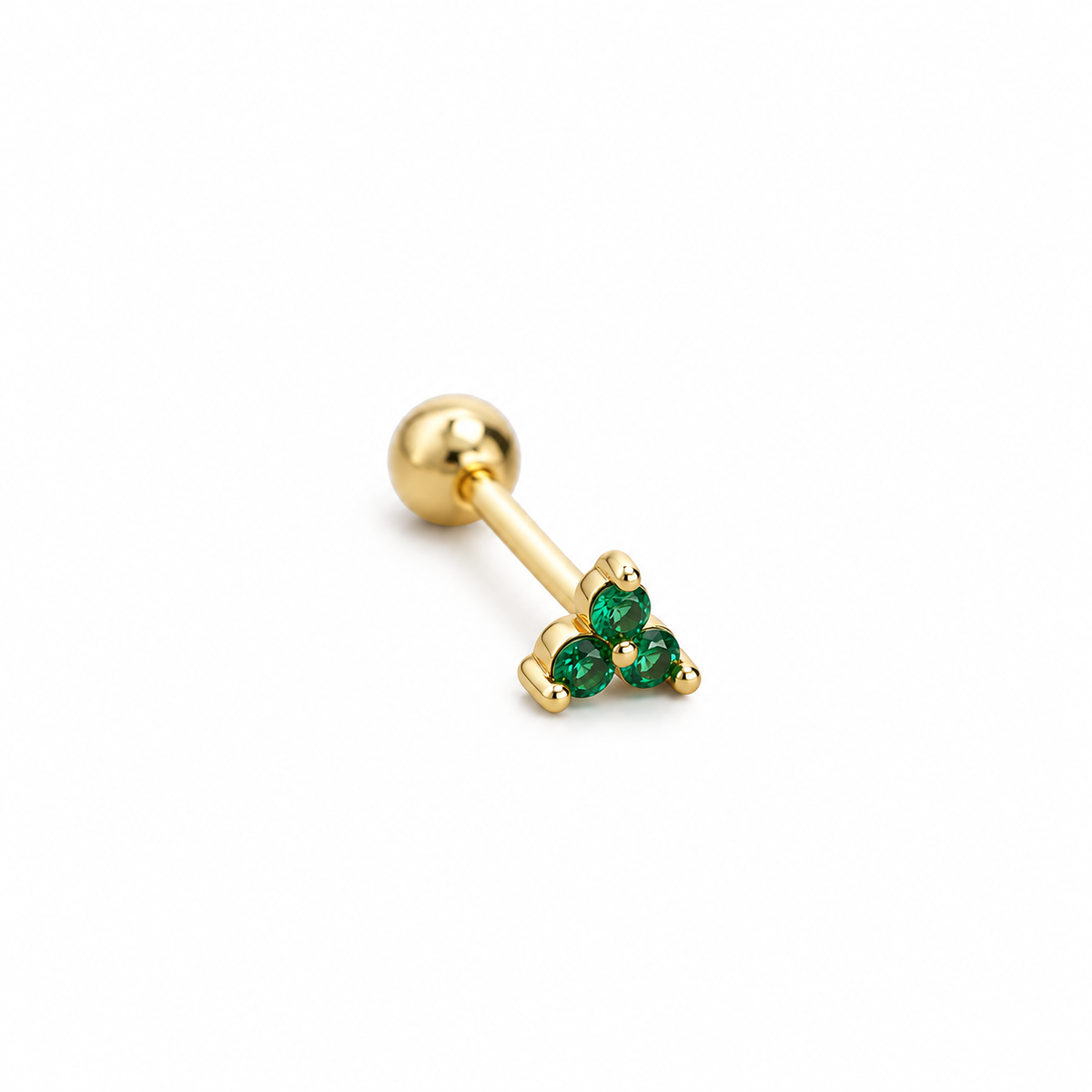Maya Clover Flat Back Stud featuring three light pink cubic zirconia stones in an 18k gold plated screw back setting.