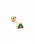 Maya Clover Flat Back Stud featuring three light pink cubic zirconia stones in an 18k gold plated screw back setting.