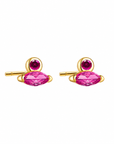 Millie Marquise Studs in gold-plated sterling silver featuring pink marquise and round accent stones.