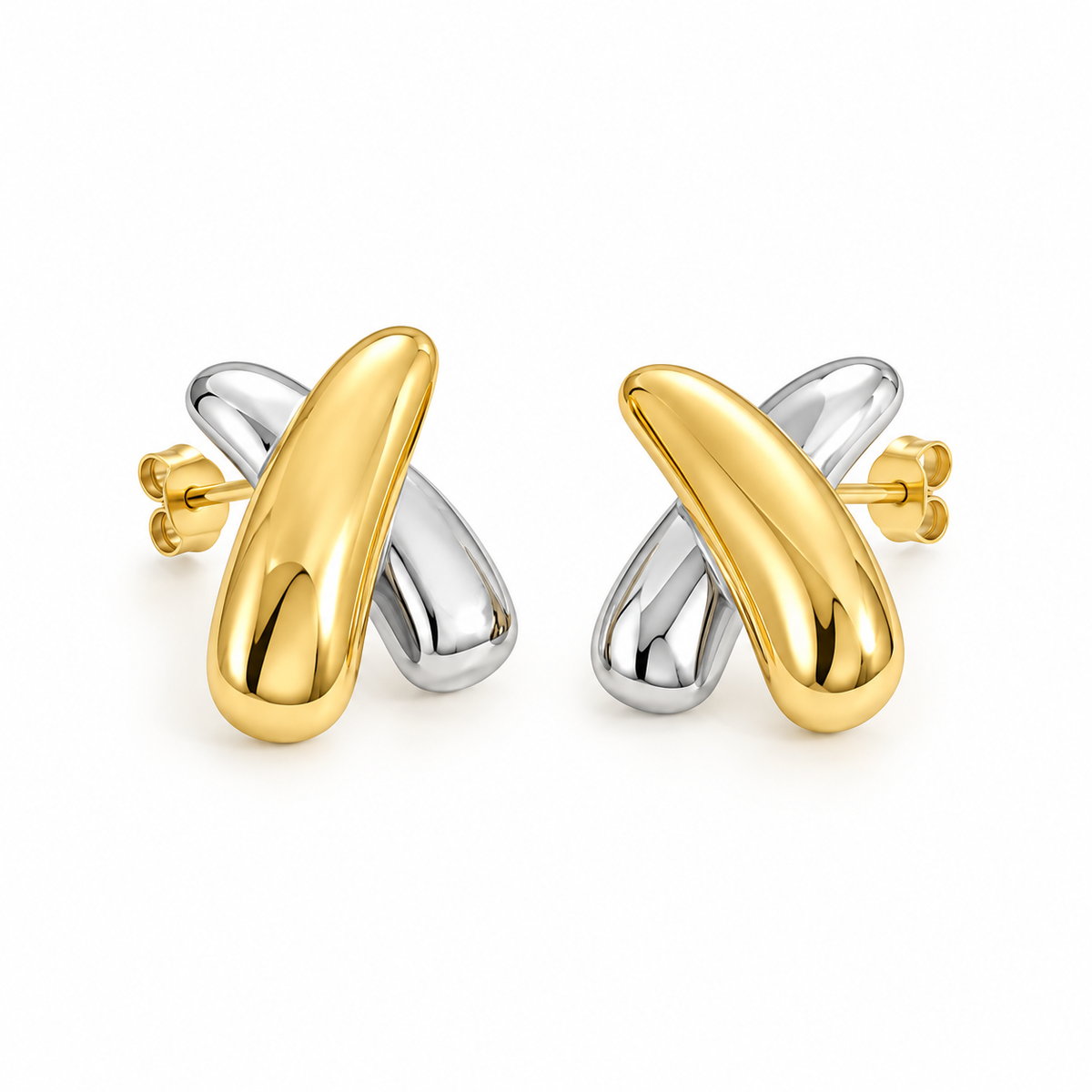 Paloma Mixed Metal Statement Earrings in polished gold and silver tone stainless steel